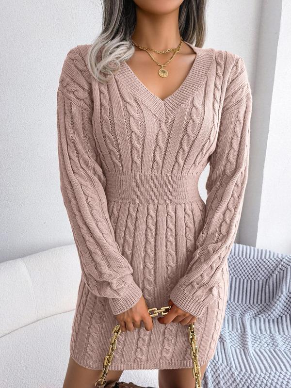 HOLLYT - Cozy Long Sleeve V-Neck Cable