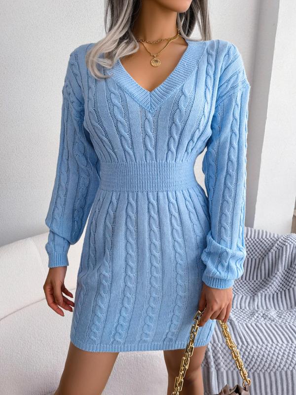 HOLLYT - Cozy Long Sleeve V-Neck Cable