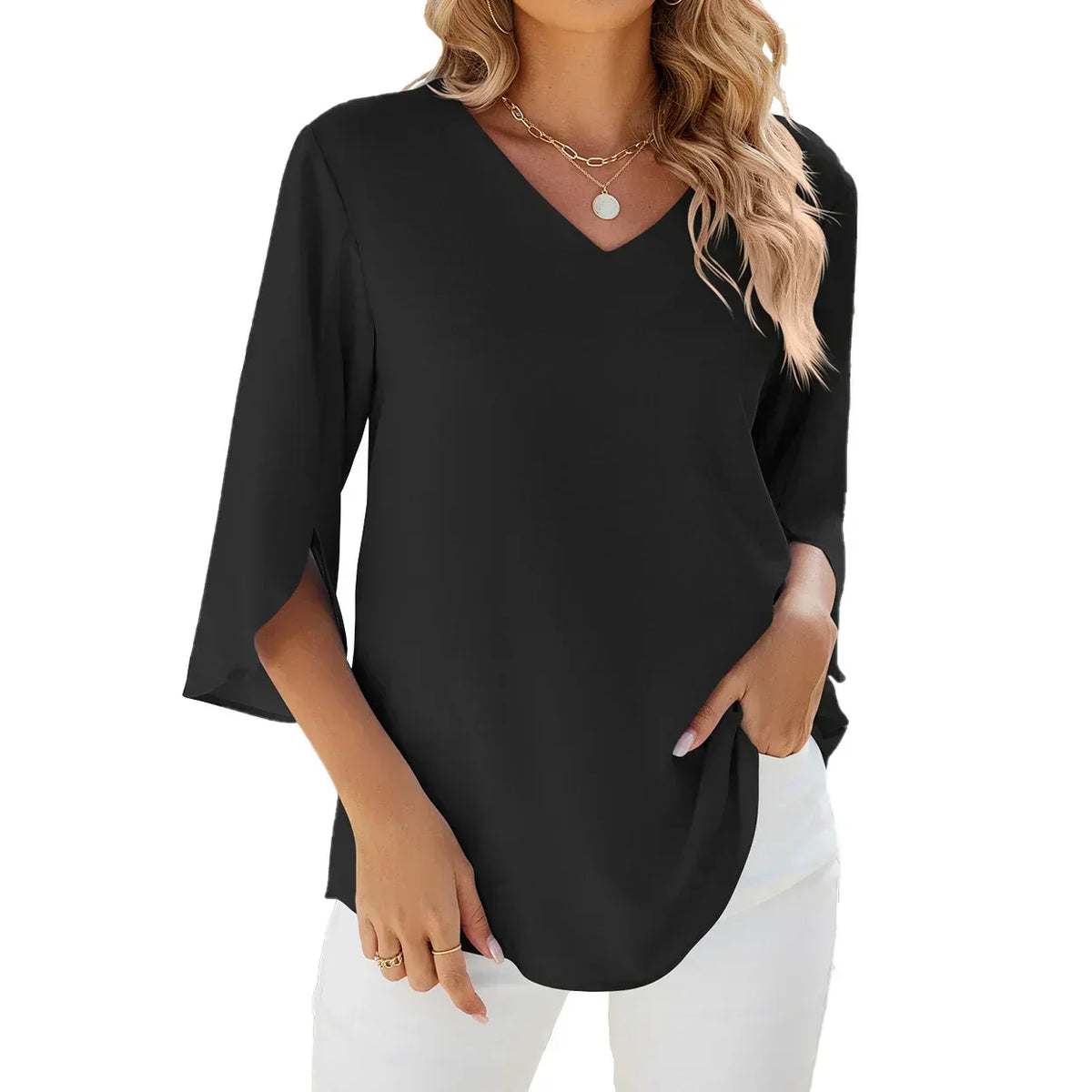 Jadzia™ Relaxed V-Neck Blouse